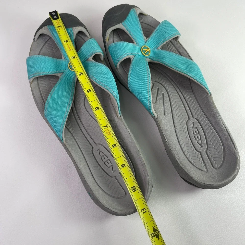 Keen Bali Teal Blue Grey Slide Sandals Womens 9.5 Lichen Water Toe Guard 1010987 - Picture 3 of 8